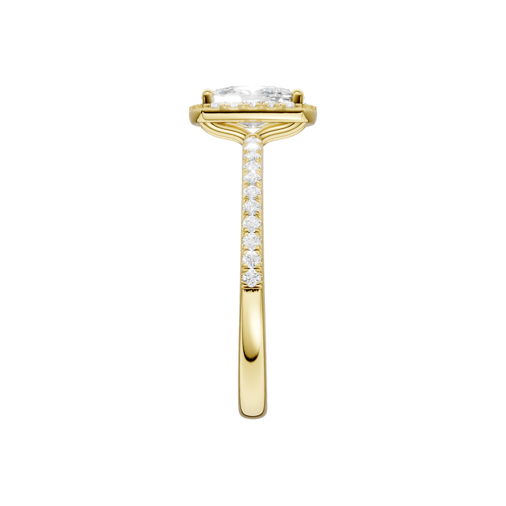 Petite Halo/Peg Head Engagement Ring (Elongated Cushion) in 14K Yellow Gold – Silvadi Jewelry Aurora CO