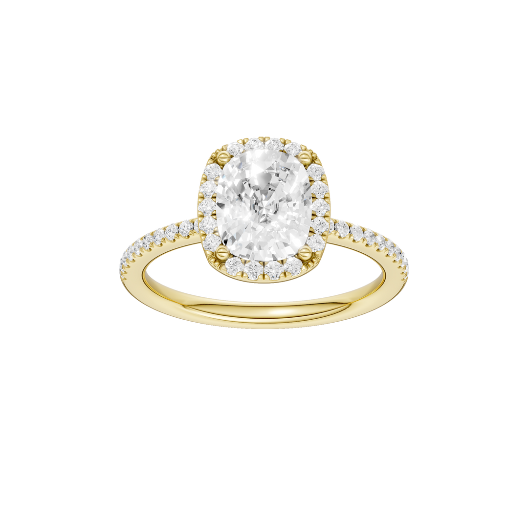 Petite Halo/Peg Head Engagement Ring (Elongated Cushion) in 14K Yellow Gold – Silvadi Jewelry Aurora CO