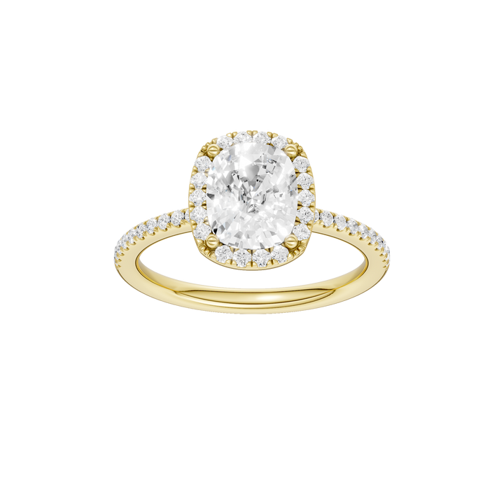 Petite Halo/Peg Head Engagement Ring (Elongated Cushion) in 14K Yellow Gold – Silvadi Jewelry Aurora CO