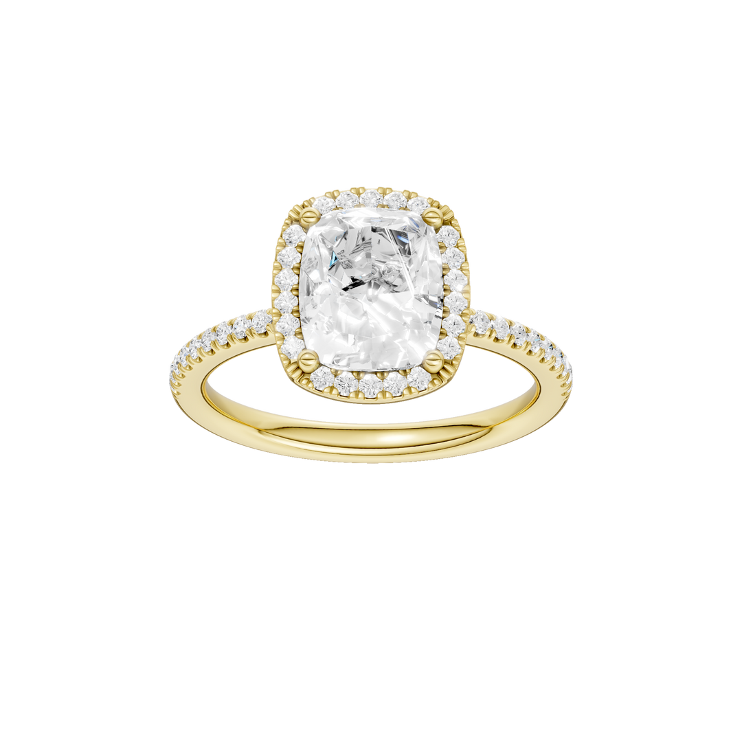 Petite Halo/Peg Head Engagement Ring (Elongated Cushion) in 14K Yellow Gold – Silvadi Jewelry Aurora CO