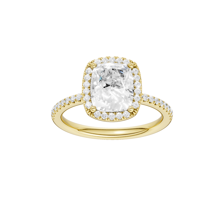 Petite Halo/Peg Head Engagement Ring (Elongated Cushion) in 14K Yellow Gold – Silvadi Jewelry Aurora CO