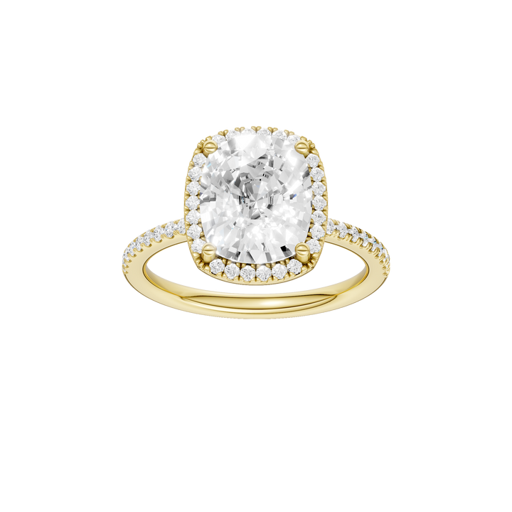 Petite Halo/Peg Head Engagement Ring (Elongated Cushion) in 14K Yellow Gold – Silvadi Jewelry Aurora CO