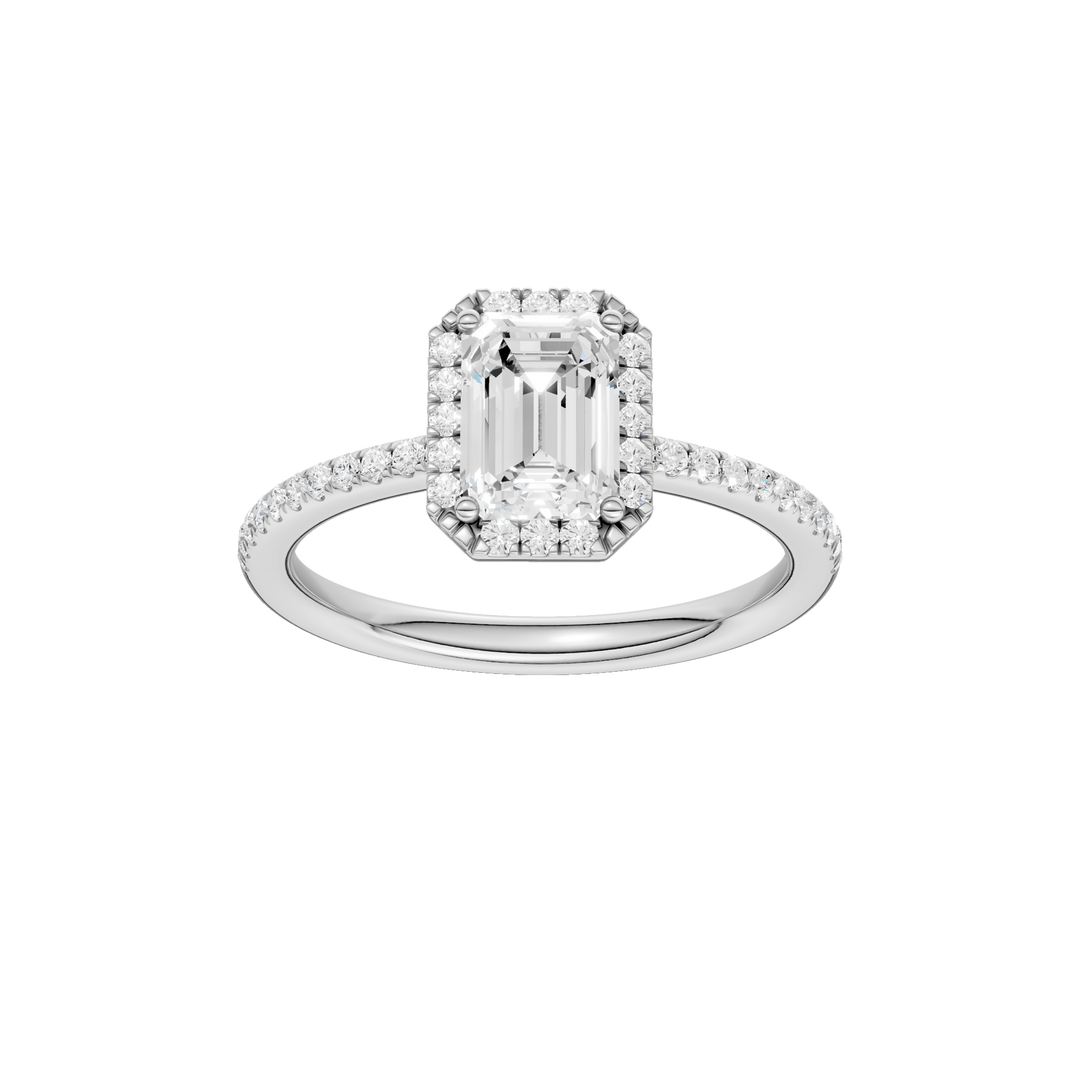 Petite Halo/Peg Head Engagement Ring (Emerald) in 14K White Gold – Silvadi Jewelry Aurora CO