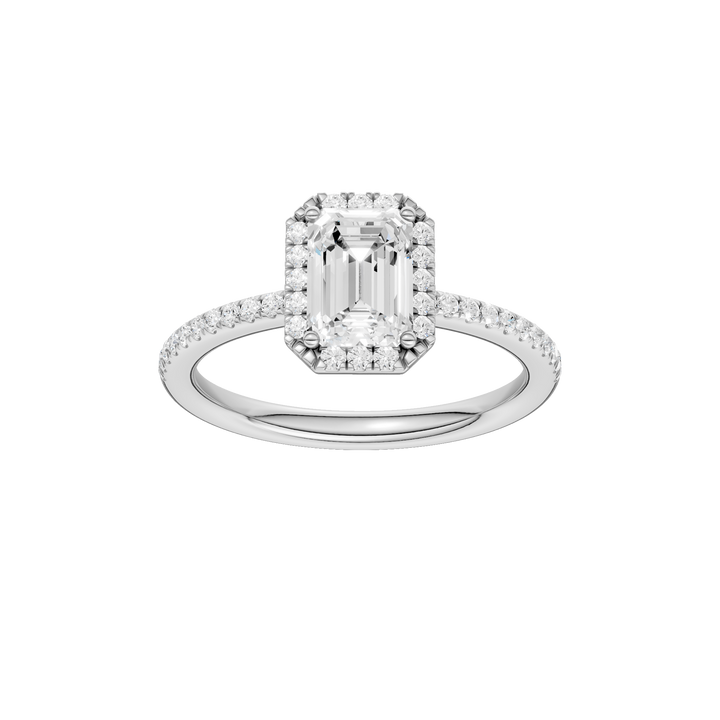 Petite Halo/Peg Head Engagement Ring (Emerald) in 14K White Gold – Silvadi Jewelry Aurora CO