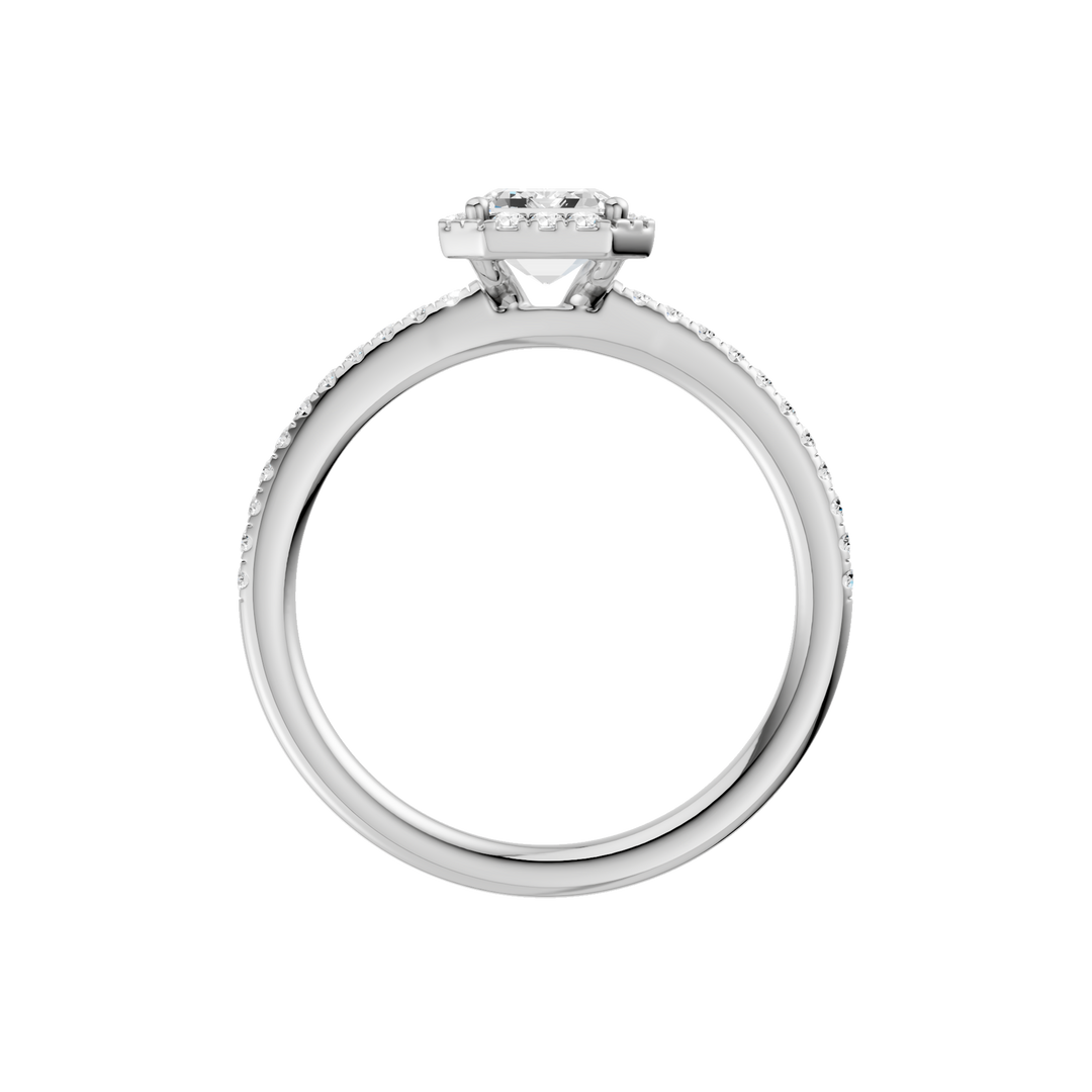 Petite Halo/Peg Head Engagement Ring (Emerald) in 14K White Gold – Silvadi Jewelry Aurora CO
