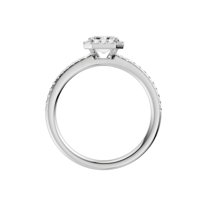 Petite Halo/Peg Head Engagement Ring (Emerald) in 14K White Gold – Silvadi Jewelry Aurora CO