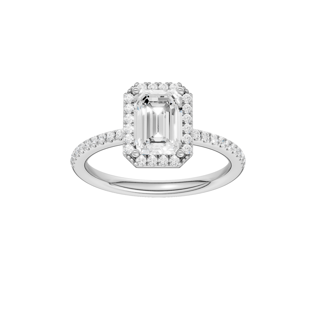 Petite Halo/Peg Head Engagement Ring (Emerald) in 14K White Gold – Silvadi Jewelry Aurora CO