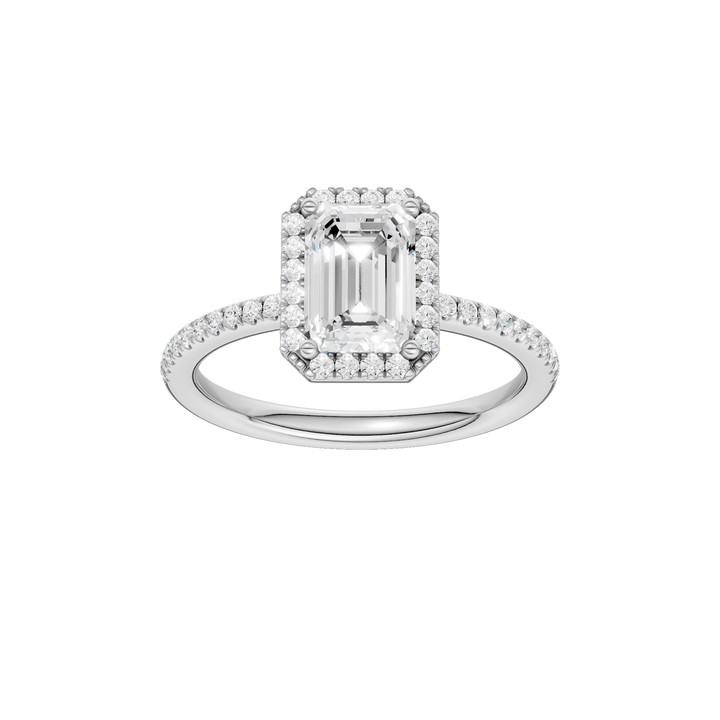 Petite Halo/Peg Head Engagement Ring (Emerald) in 14K White Gold – Silvadi Jewelry Aurora CO