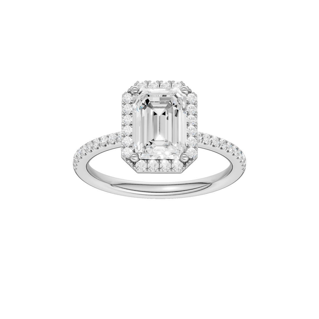 Petite Halo/Peg Head Engagement Ring (Emerald) in 14K White Gold – Silvadi Jewelry Aurora CO
