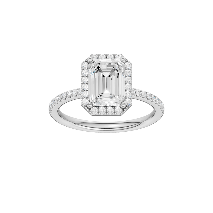 Petite Halo/Peg Head Engagement Ring (Emerald) in 14K White Gold – Silvadi Jewelry Aurora CO