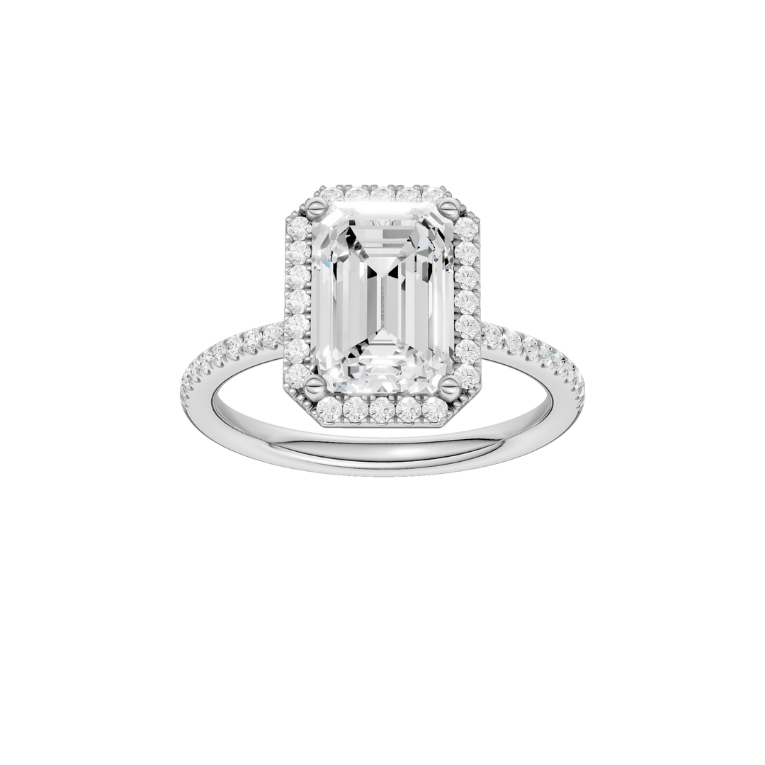 Petite Halo/Peg Head Engagement Ring (Emerald) in 14K White Gold – Silvadi Jewelry Aurora CO