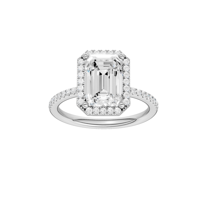 Petite Halo/Peg Head Engagement Ring (Emerald) in 14K White Gold – Silvadi Jewelry Aurora CO