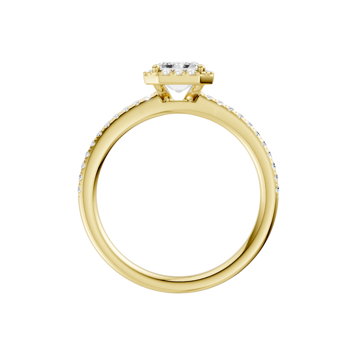 Petite Halo/Peg Head Engagement Ring (Emerald) in 14K Yellow Gold – Silvadi Jewelry Aurora CO