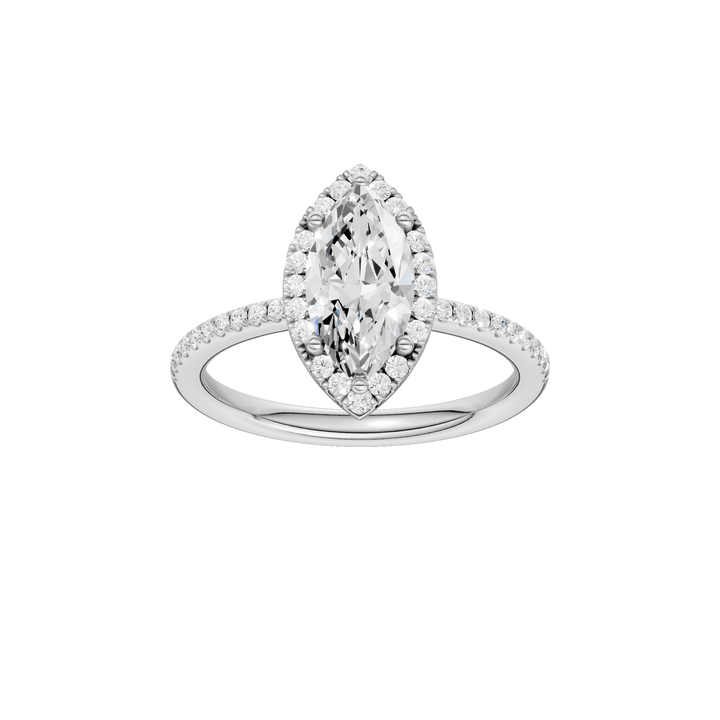 Petite Halo/Peg Head Engagement Ring (Marquise) in 14K White Gold – Silvadi Jewelry Aurora CO