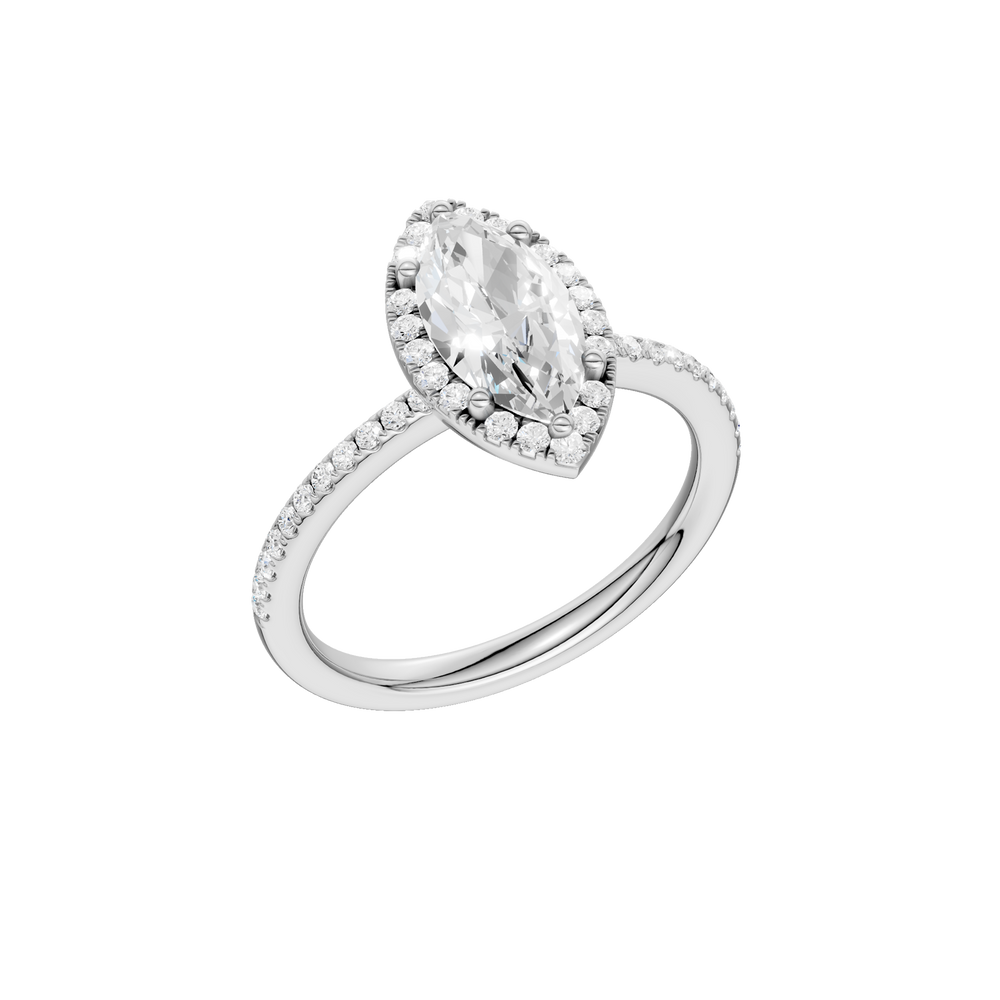 Petite Halo/Peg Head Engagement Ring (Marquise) in 14K White Gold – Silvadi Jewelry Aurora CO