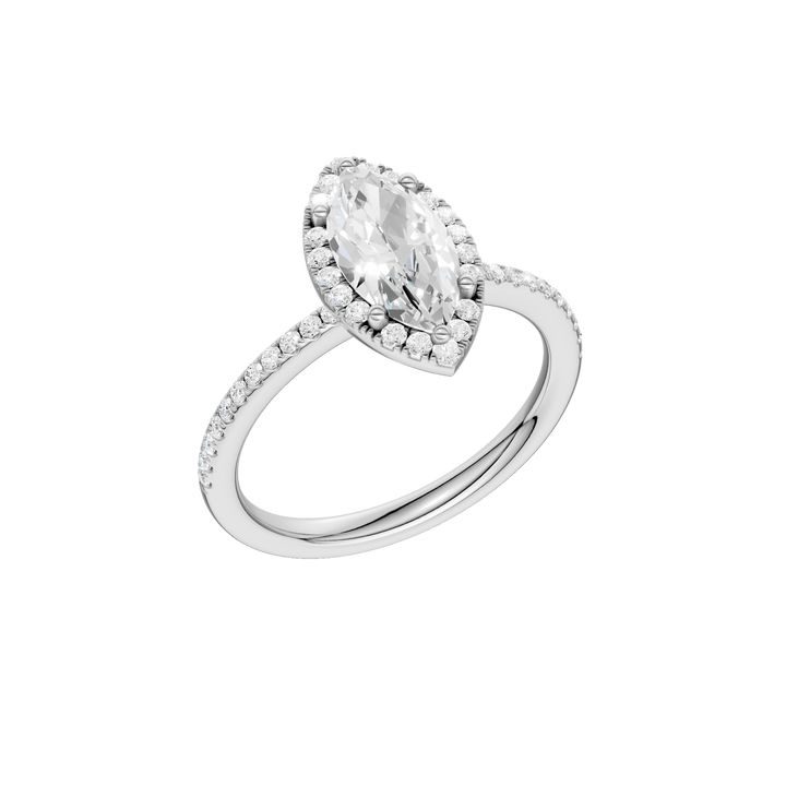 Petite Halo/Peg Head Engagement Ring (Marquise) in 14K White Gold – Silvadi Jewelry Aurora CO
