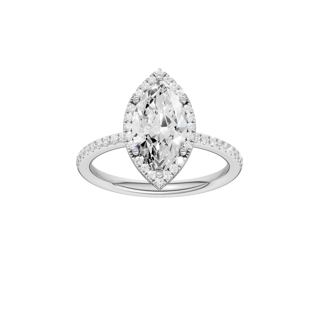 Petite Halo/Peg Head Engagement Ring (Marquise) in 14K White Gold – Silvadi Jewelry Aurora CO