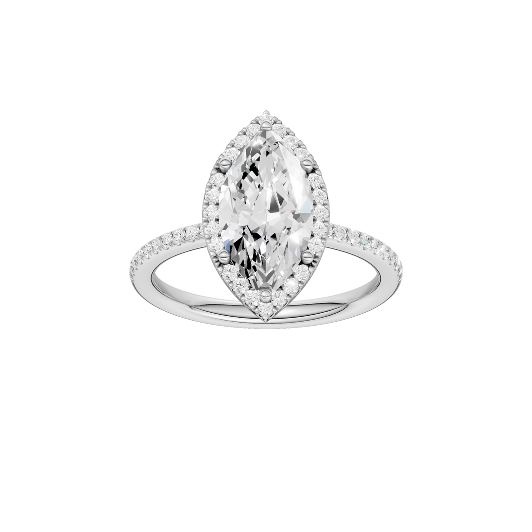 Petite Halo/Peg Head Engagement Ring (Marquise) in 14K White Gold – Silvadi Jewelry Aurora CO