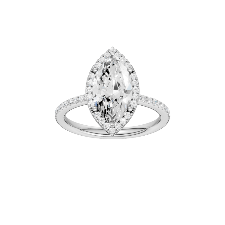 Petite Halo/Peg Head Engagement Ring (Marquise) in 14K White Gold – Silvadi Jewelry Aurora CO