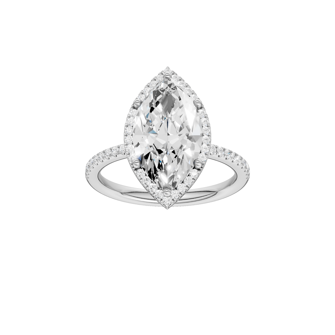 Petite Halo/Peg Head Engagement Ring (Marquise) in 14K White Gold – Silvadi Jewelry Aurora CO