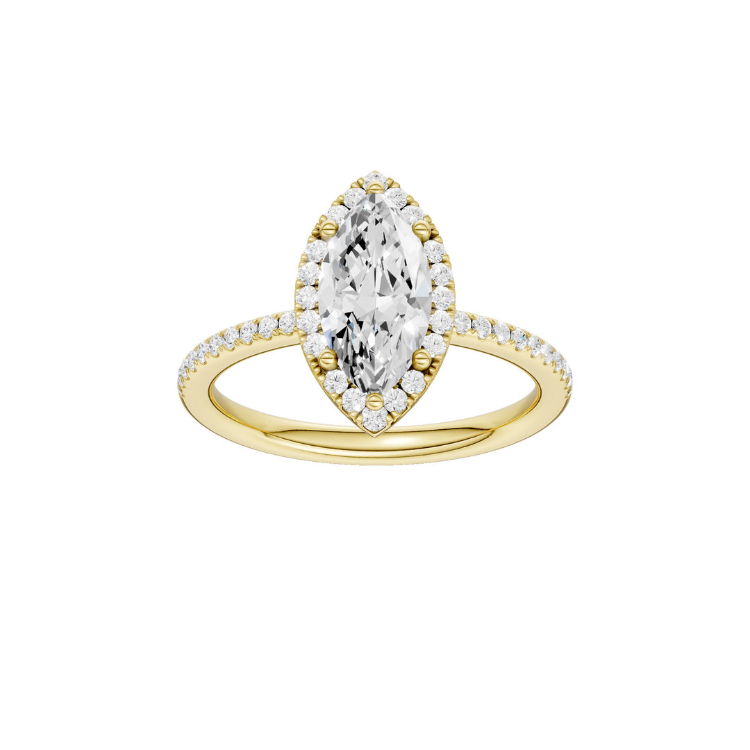 Petite Halo/Peg Head Engagement Ring (Marquise) in 14K Yellow Gold – Silvadi Jewelry Aurora CO