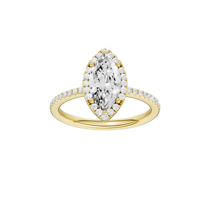 Petite Halo/Peg Head Engagement Ring (Marquise) in 14K Yellow Gold – Silvadi Jewelry Aurora CO