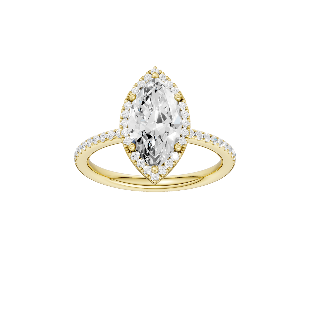 Petite Halo/Peg Head Engagement Ring (Marquise) in 14K Yellow Gold – Silvadi Jewelry Aurora CO
