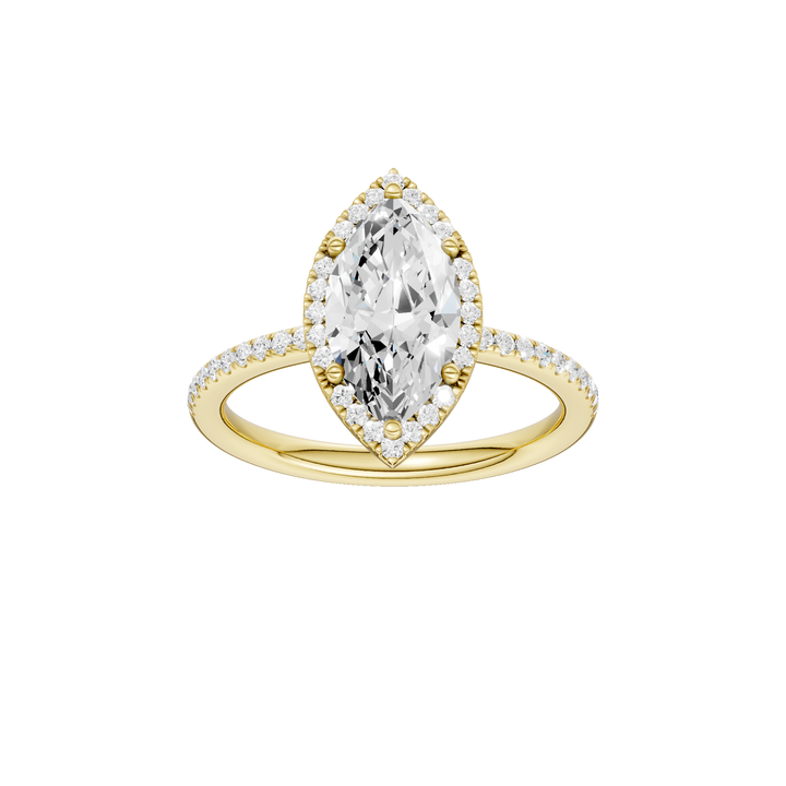 Petite Halo/Peg Head Engagement Ring (Marquise) in 14K Yellow Gold – Silvadi Jewelry Aurora CO