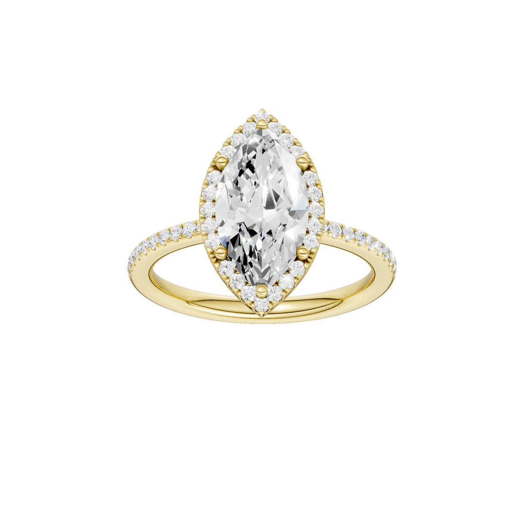 Petite Halo/Peg Head Engagement Ring (Marquise) in 14K Yellow Gold – Silvadi Jewelry Aurora CO