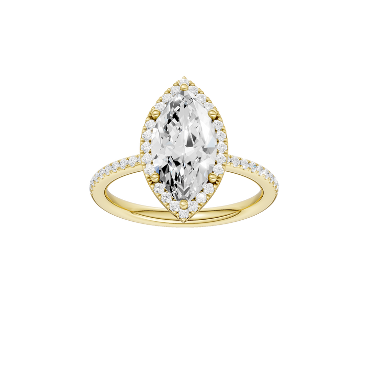 Petite Halo/Peg Head Engagement Ring (Marquise) in 14K Yellow Gold – Silvadi Jewelry Aurora CO