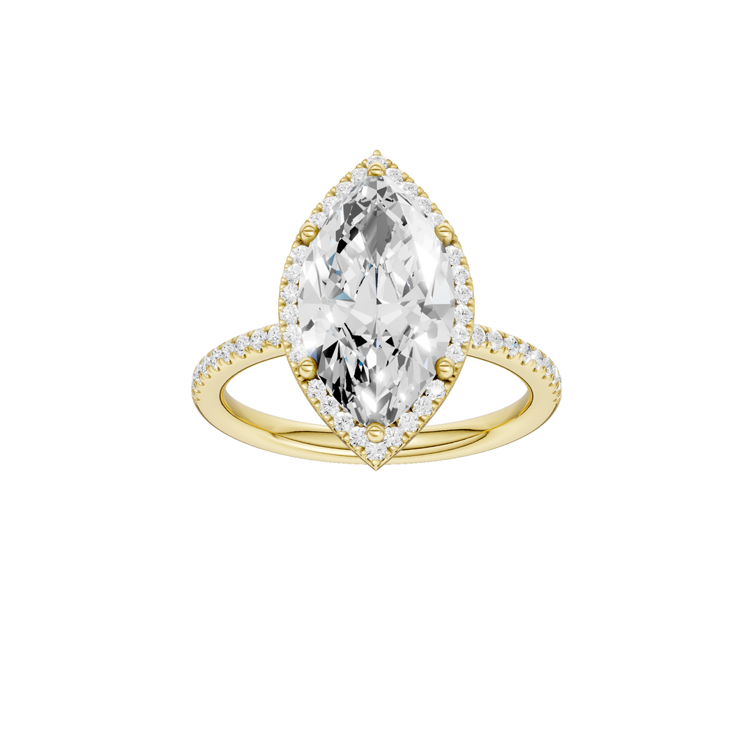 Petite Halo/Peg Head Engagement Ring (Marquise) in 14K Yellow Gold – Silvadi Jewelry Aurora CO