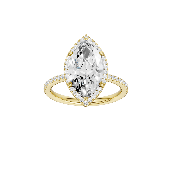 Petite Halo/Peg Head Engagement Ring (Marquise) in 14K Yellow Gold – Silvadi Jewelry Aurora CO