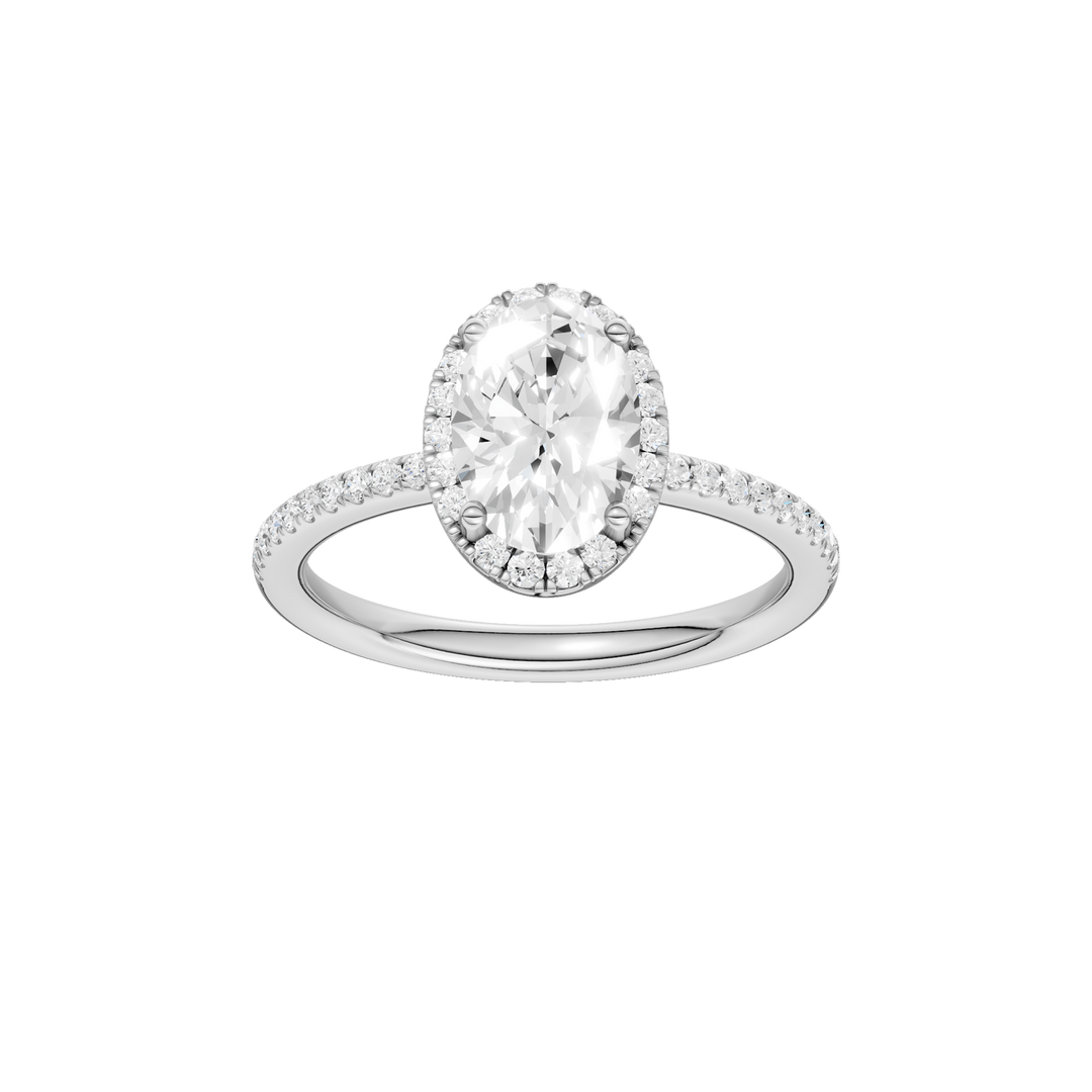 Petite Halo/Peg Head Engagement Ring (Oval) in 14K White Gold – Silvadi Jewelry Aurora CO