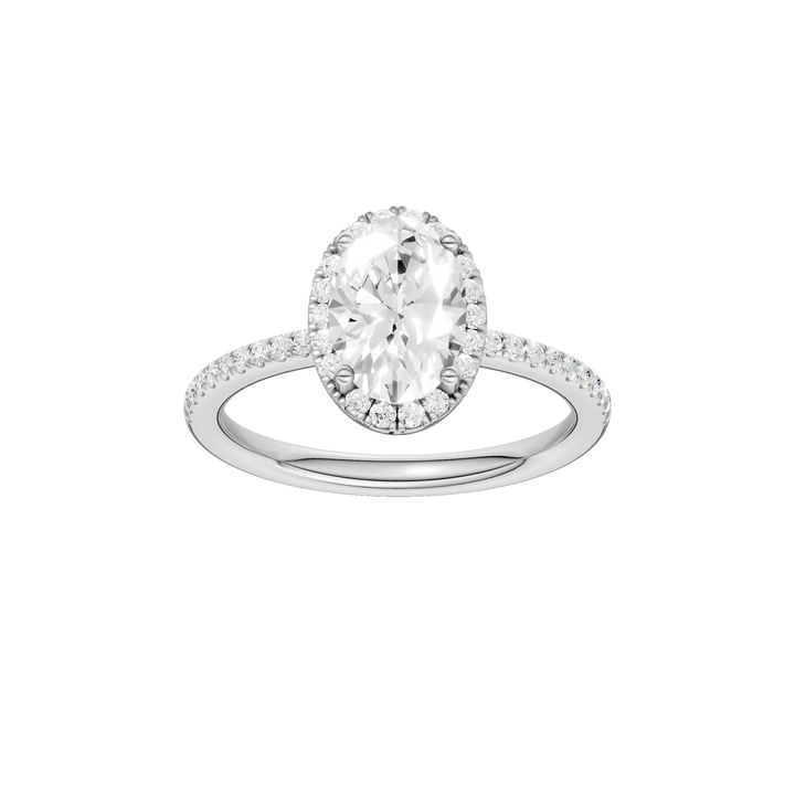 Petite Halo/Peg Head Engagement Ring (Oval) in 14K White Gold – Silvadi Jewelry Aurora CO