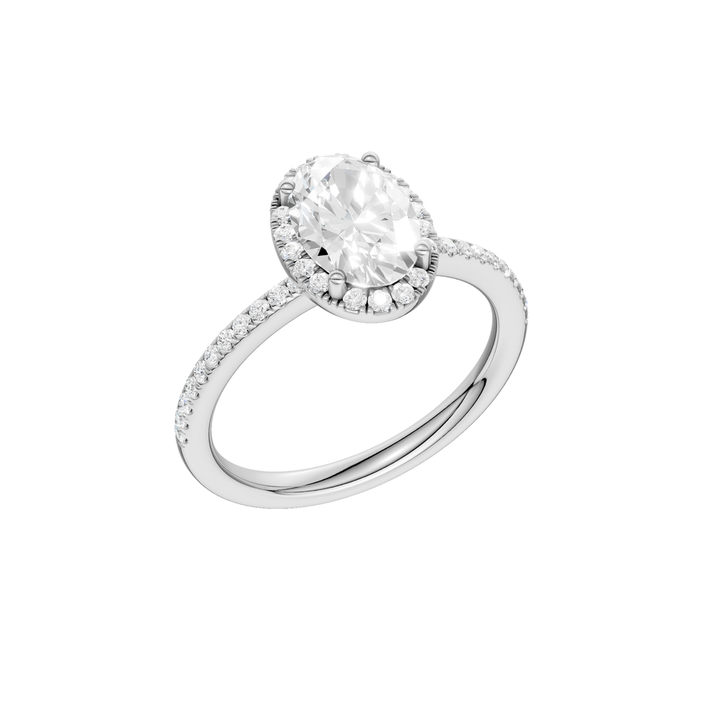 Petite Halo/Peg Head Engagement Ring (Oval) in 14K White Gold – Silvadi Jewelry Aurora CO