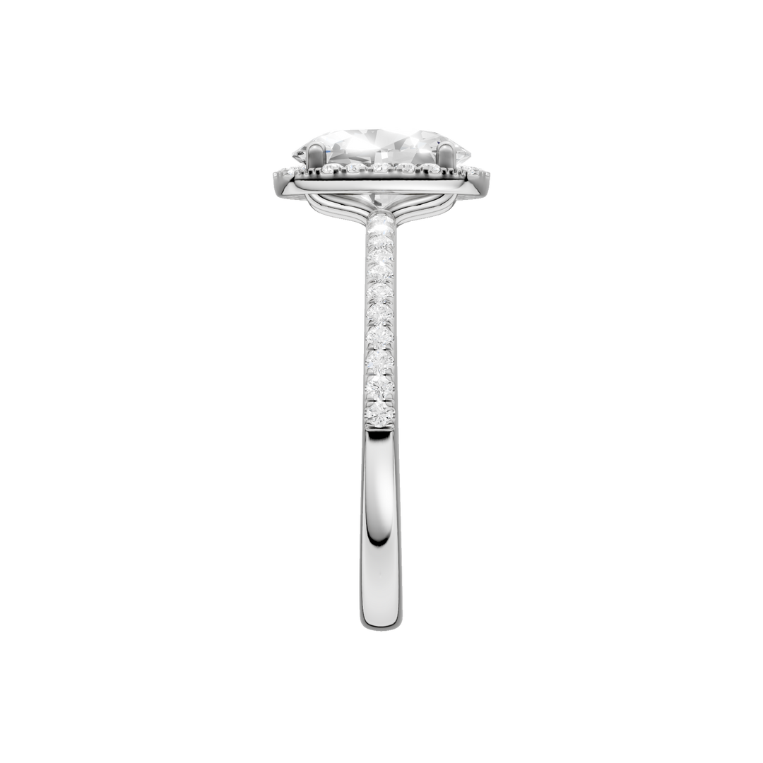 Petite Halo/Peg Head Engagement Ring (Oval) in 14K White Gold – Silvadi Jewelry Aurora CO