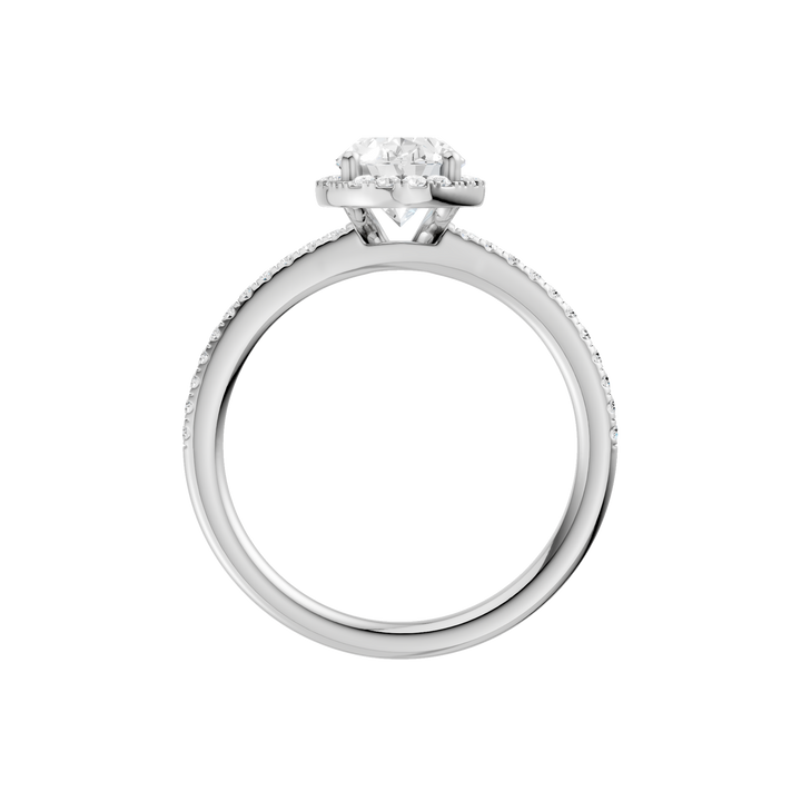 Petite Halo/Peg Head Engagement Ring (Oval) in 14K White Gold – Silvadi Jewelry Aurora CO