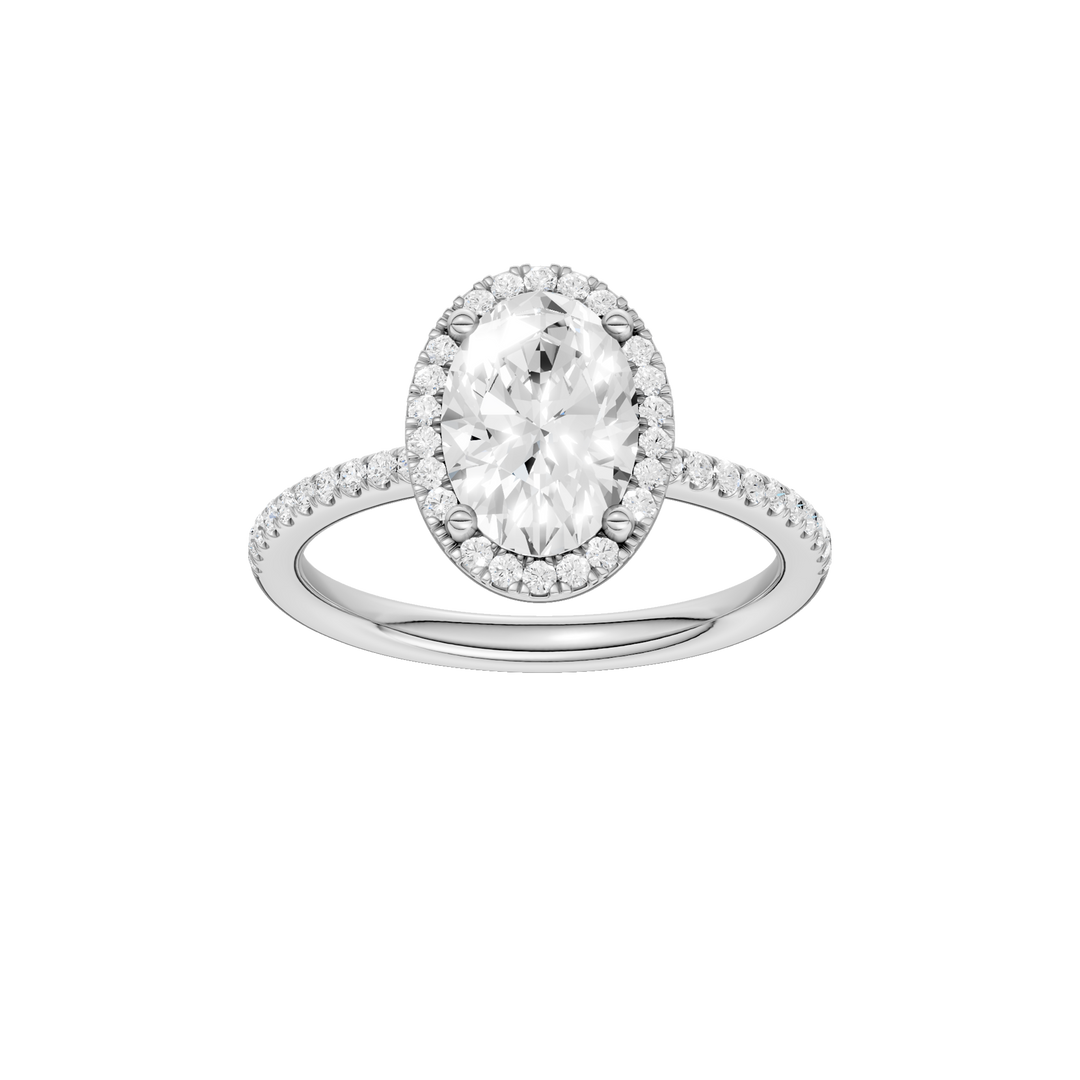 Petite Halo/Peg Head Engagement Ring (Oval) in 14K White Gold – Silvadi Jewelry Aurora CO