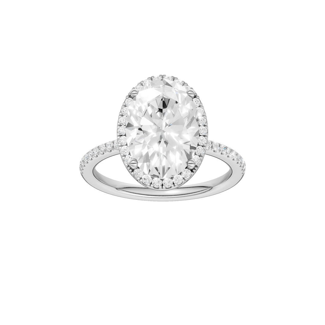 Petite Halo/Peg Head Engagement Ring (Oval) in 14K White Gold – Silvadi Jewelry Aurora CO