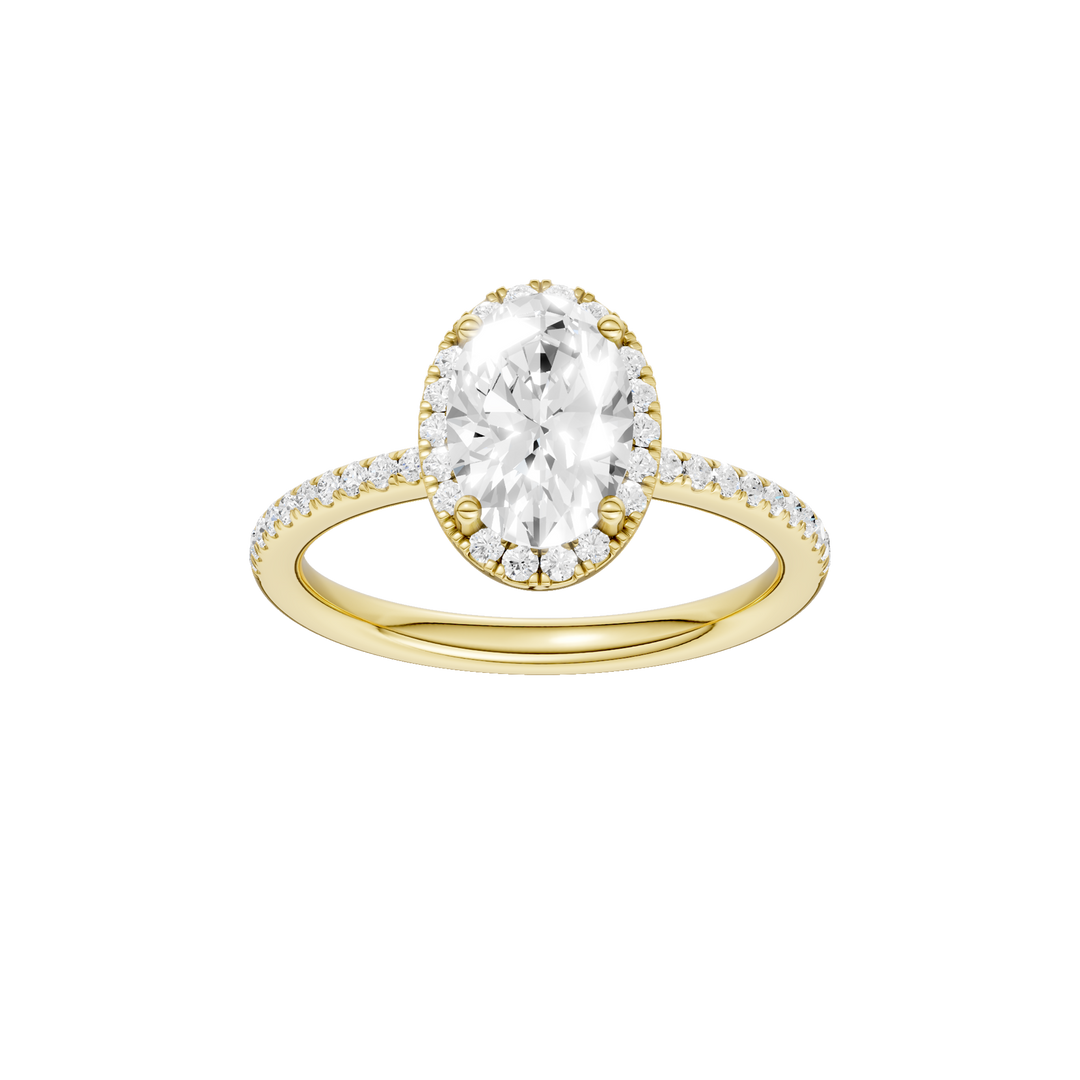 Petite Halo/Peg Head Engagement Ring (Oval) in 14K Yellow Gold – Silvadi Jewelry Aurora CO