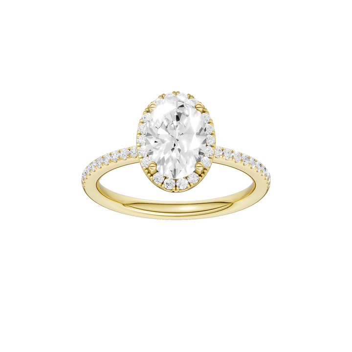 Petite Halo/Peg Head Engagement Ring (Oval) in 14K Yellow Gold – Silvadi Jewelry Aurora CO