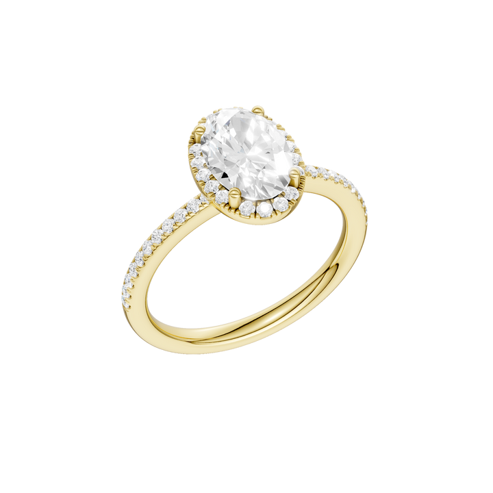Petite Halo/Peg Head Engagement Ring (Oval) in 14K Yellow Gold – Silvadi Jewelry Aurora CO