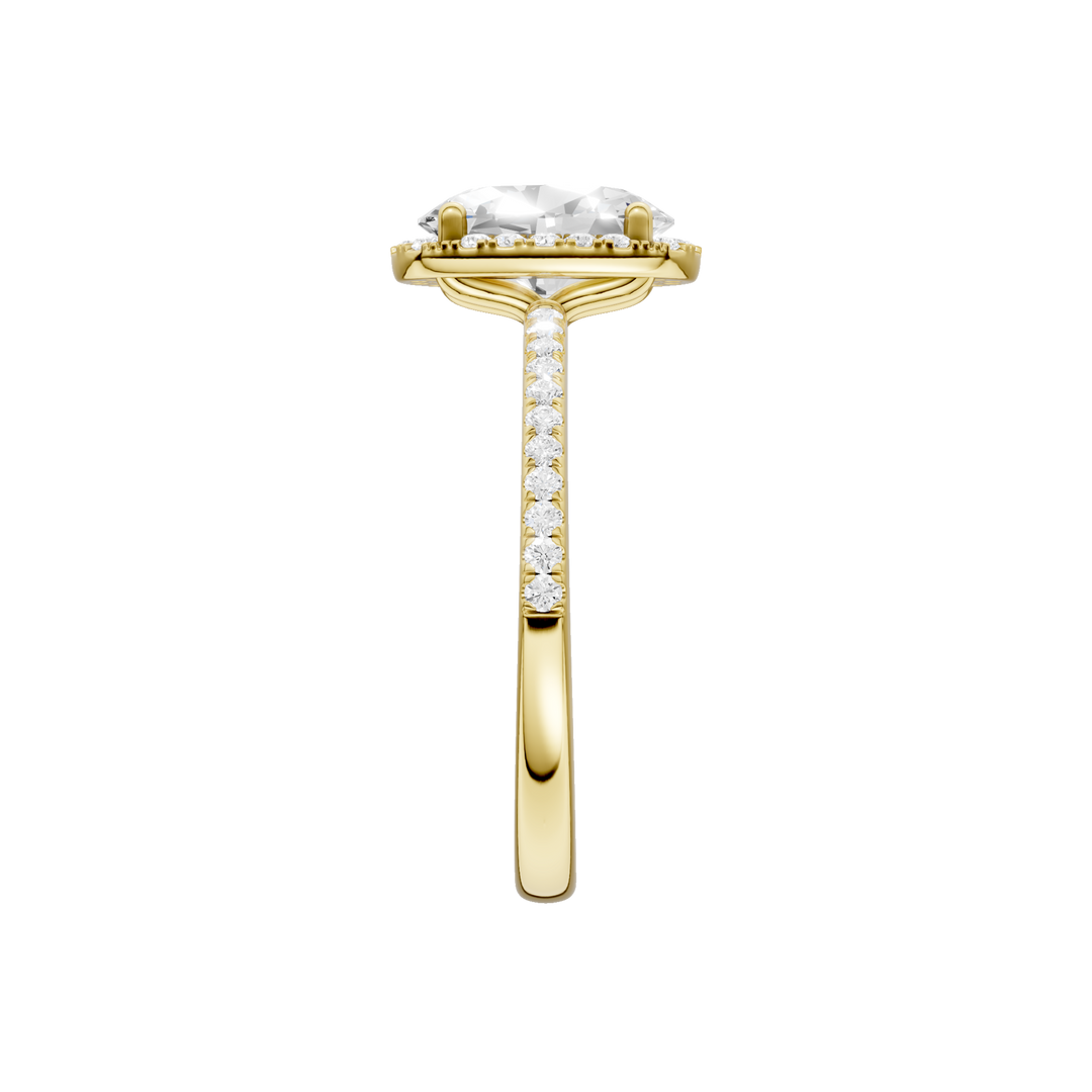 Petite Halo/Peg Head Engagement Ring (Oval) in 14K Yellow Gold – Silvadi Jewelry Aurora CO