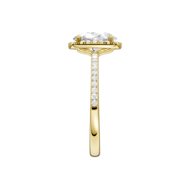 Petite Halo/Peg Head Engagement Ring (Oval) in 14K Yellow Gold – Silvadi Jewelry Aurora CO
