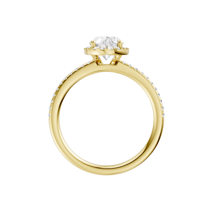 Petite Halo/Peg Head Engagement Ring (Oval) in 14K Yellow Gold – Silvadi Jewelry Aurora CO