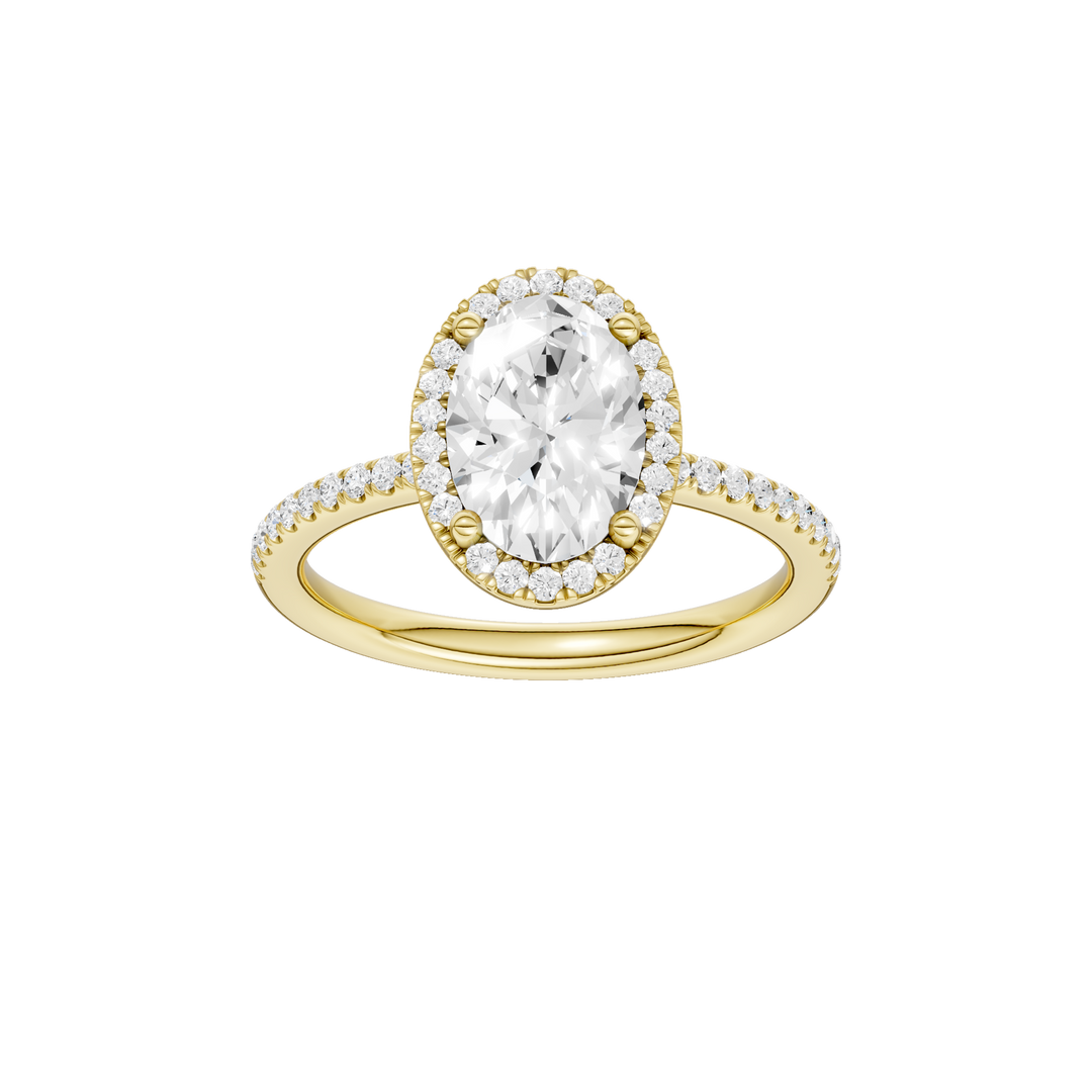 Petite Halo/Peg Head Engagement Ring (Oval) in 14K Yellow Gold – Silvadi Jewelry Aurora CO