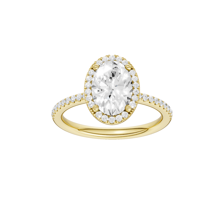 Petite Halo/Peg Head Engagement Ring (Oval) in 14K Yellow Gold – Silvadi Jewelry Aurora CO