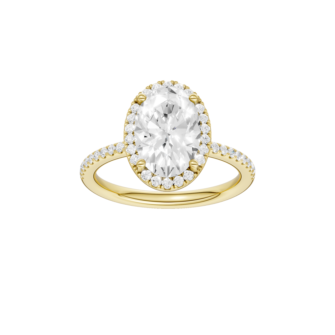 Petite Halo/Peg Head Engagement Ring (Oval) in 14K Yellow Gold – Silvadi Jewelry Aurora CO