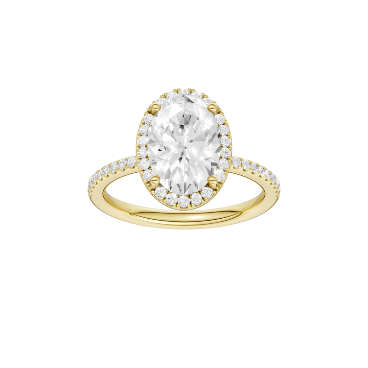 Petite Halo/Peg Head Engagement Ring (Oval) in 14K Yellow Gold – Silvadi Jewelry Aurora CO