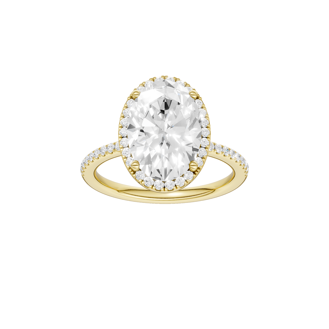 Petite Halo/Peg Head Engagement Ring (Oval) in 14K Yellow Gold – Silvadi Jewelry Aurora CO
